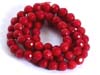 Red Dyed Coral Faceted Round Gemstone Beads