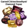 Garnet, Citrine, Amethyst, Diamond Topaz Semi Precious Gemstones Lot